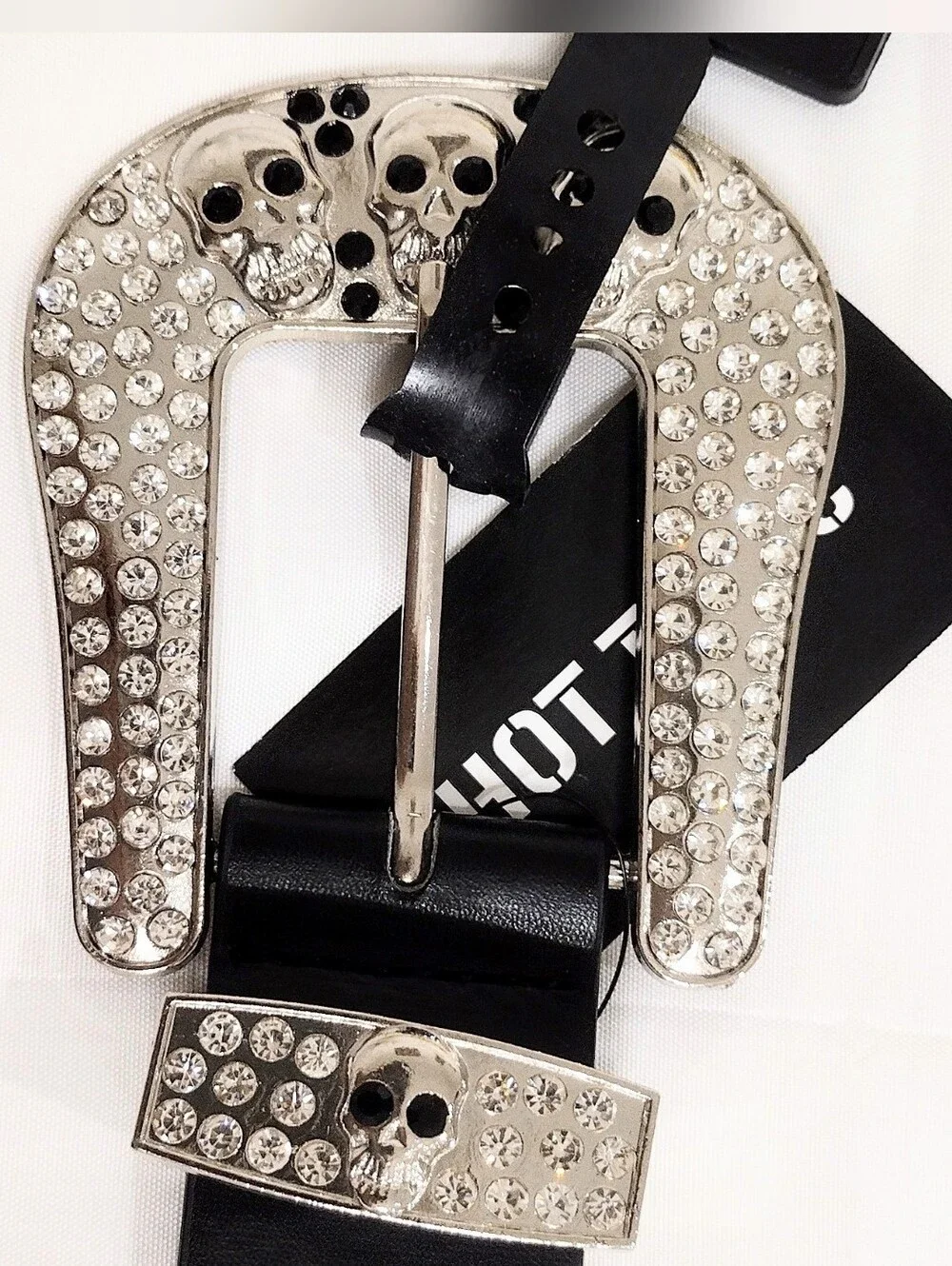 Black Studded Gothic Style Buckle Belt With Skulls